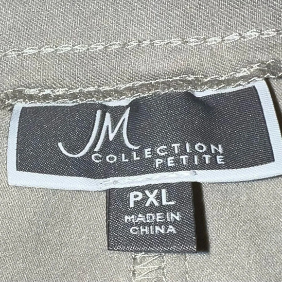 H&M, PXL, taupe, rayon, nylon, spandex chambray pull on, dress, stretchy pant - Picture 3 of 5